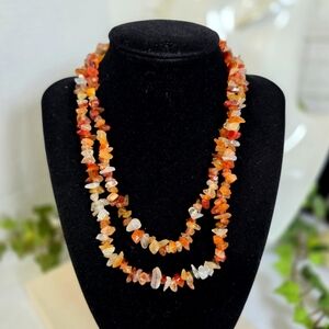 Natural Stone Necklace Caramel Color Agate Chips
